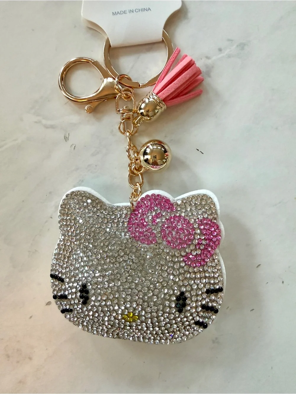 NEW Hello Kitty Rhinestone Bling Puffy Keychain & Purse Charm Y2K aesthetic